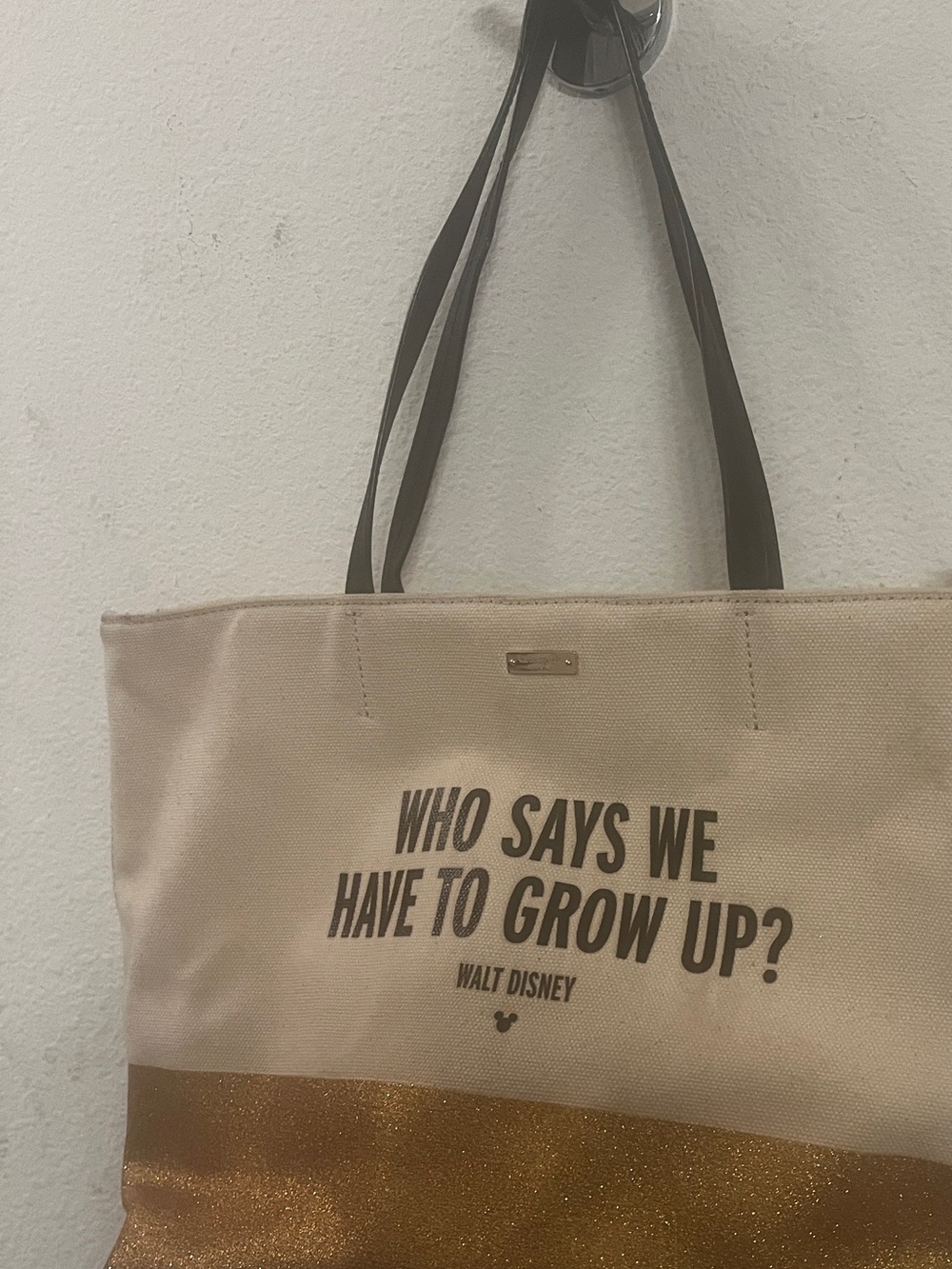 Disney Parks x Kate Spade New York Tote Bag “Who Says We Have to Grow Up?” Gold